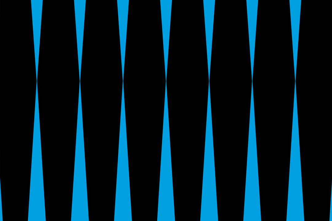 Grafik zur Ausstellung. Blaue und schwarze grafische Elemente, die abwechselnd nebeneinander angeordnet sind.