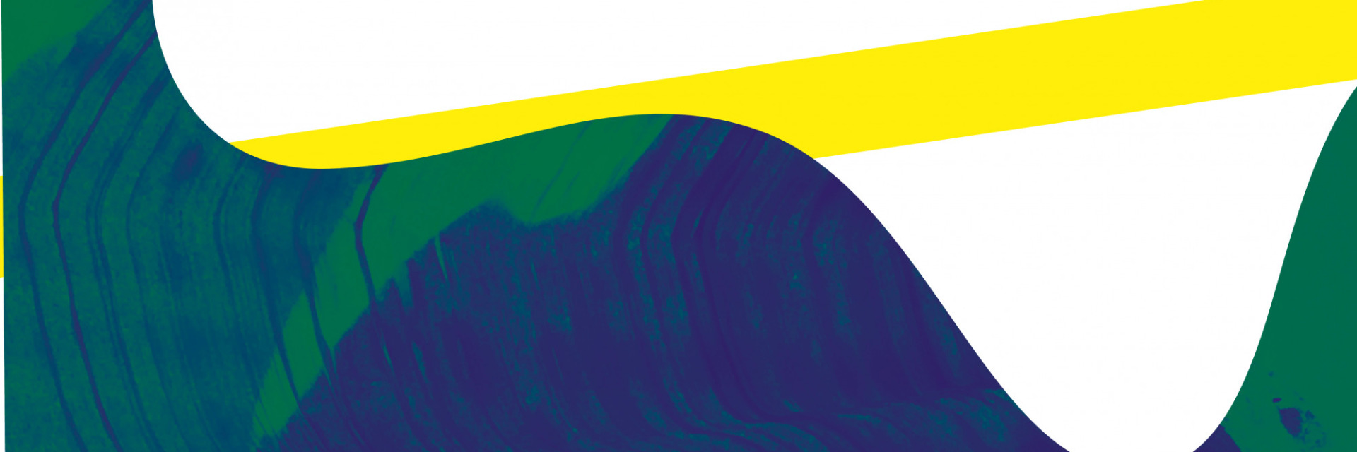 Symbolbild aus dem Design zum Festival. Abstrakte Grafik in den Farben Blau, Grün, Gelb und Weiß mit weichen, fließenden Formen und geraden Elementen.